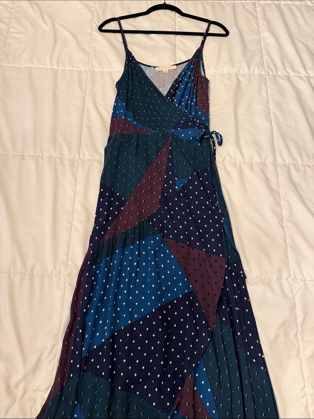 Love Stitch Teal, Navy & Plum High-Low Wrap Maxi Dress